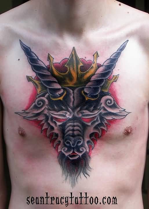Pagan Dragon Tattoo On Chest For Men