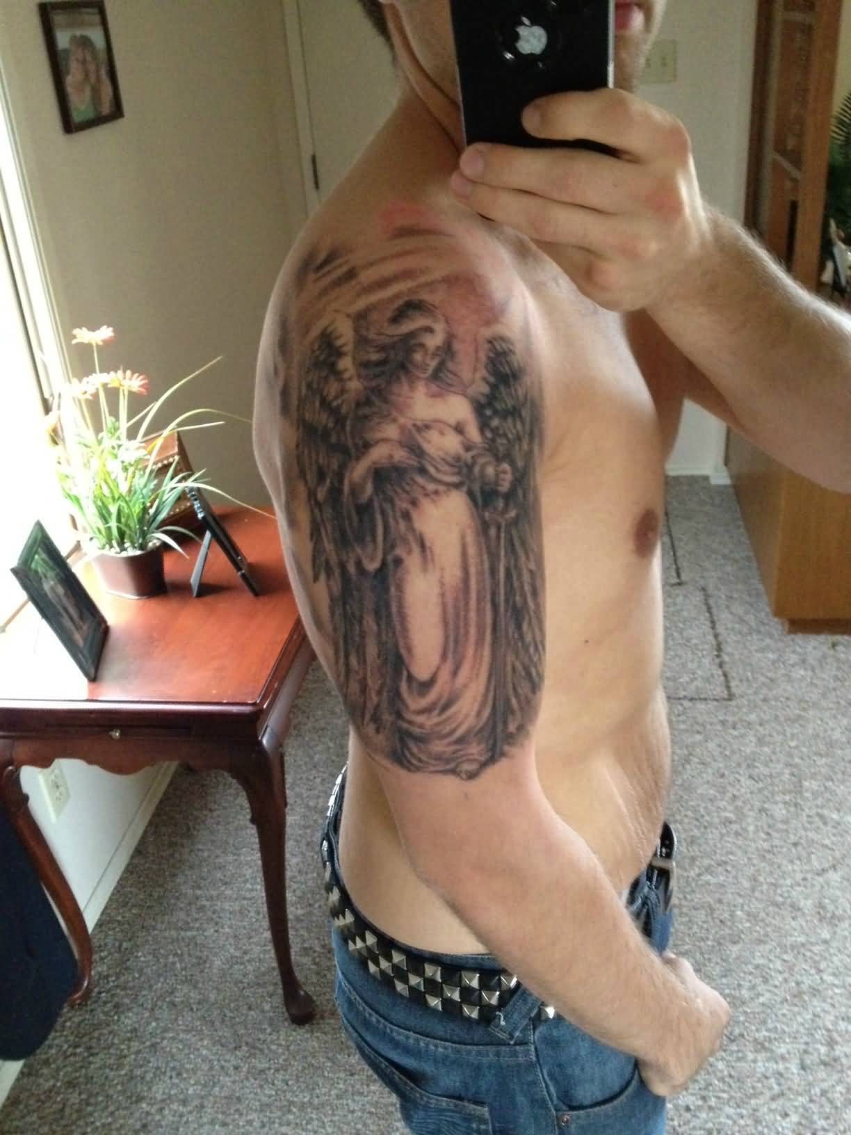 Pagan Goddess Tattoo On Right Half Sleeve