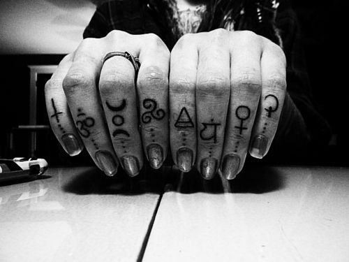 Pagan Knuckle Tattoos On Fingers