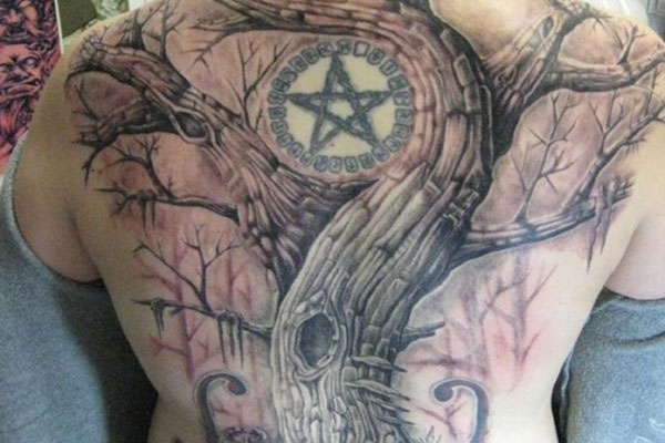 Pagan Tree Of Life Tattoo On Full Back