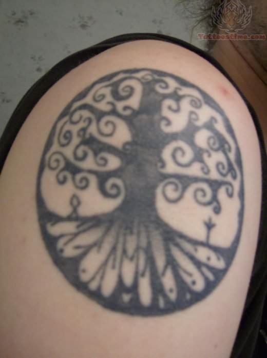 Pagan Tree Tattoo On Right Shoulder