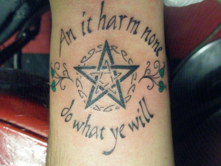 Pentagram Pagan Tattoo On Forearm