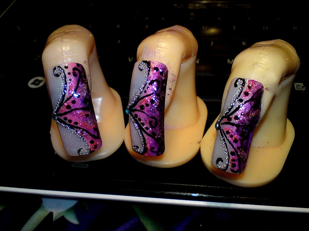Pink And Purple Nail Art Design Idea