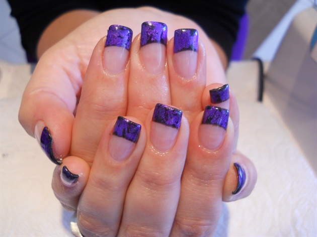 Purple Acrylic French Tip Nail Art