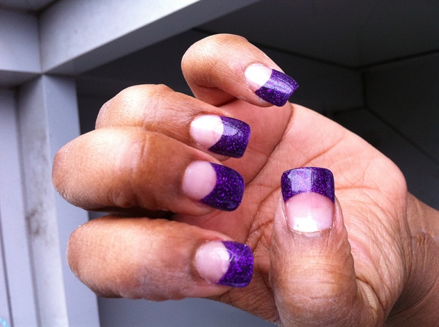 Purple Acrylic Tip Nail Art