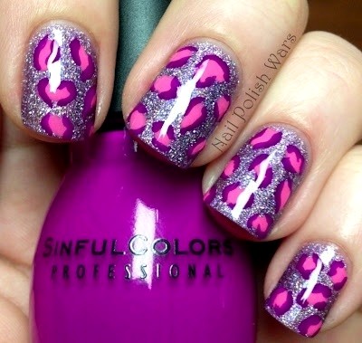Purple And Pink Leopard Print Nail Art