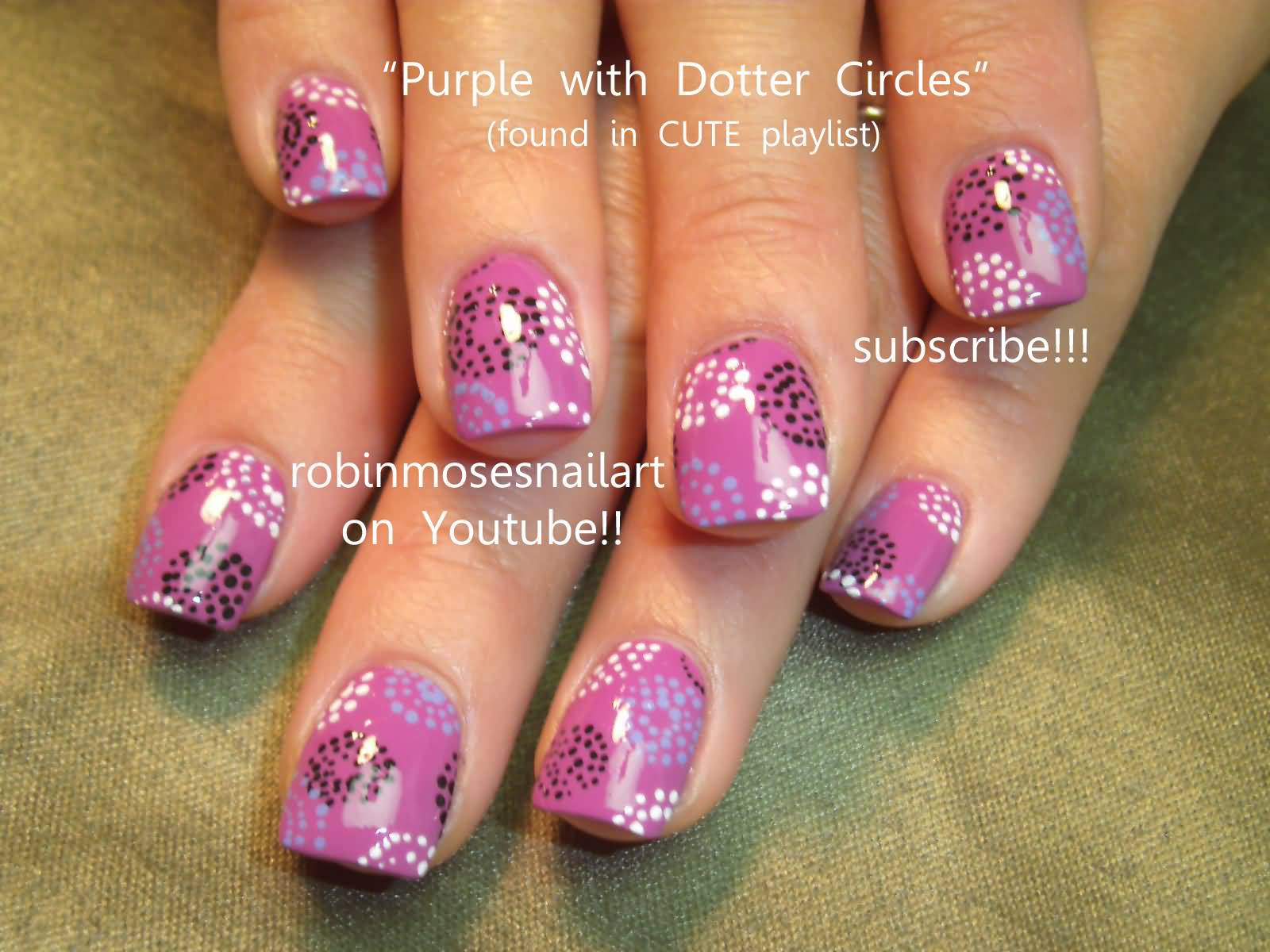 Purple Dotter Circles Nail Art