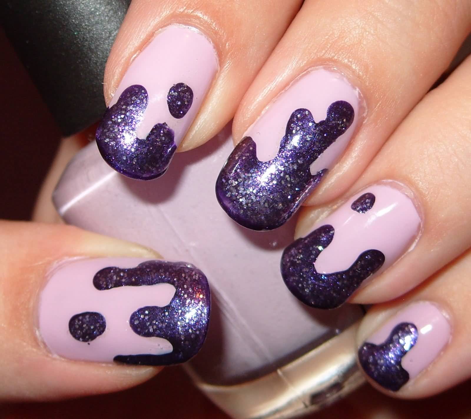 Purple Drips Nail Art By Sharihearts