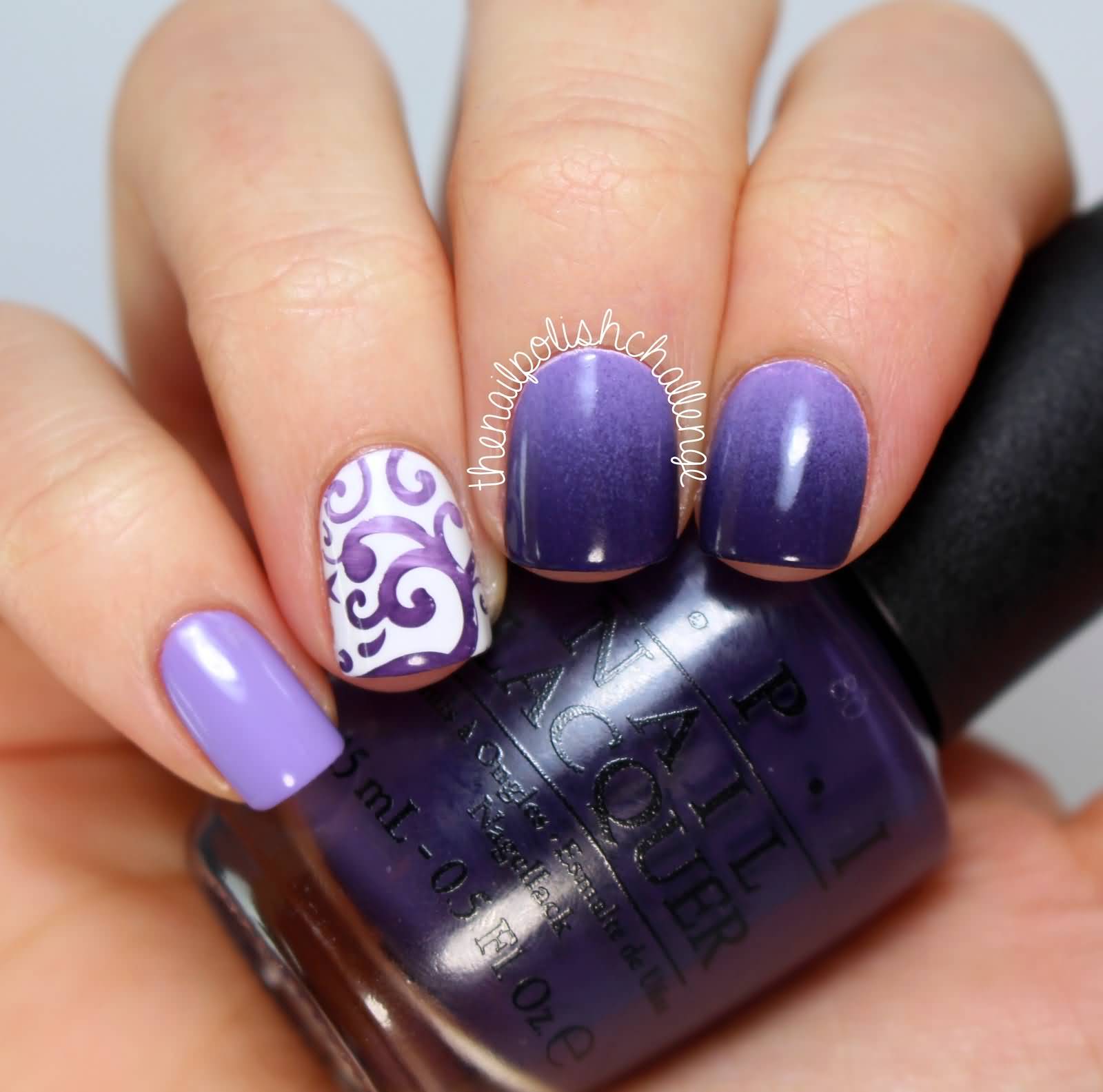 Purple Filigree Design Nail Art