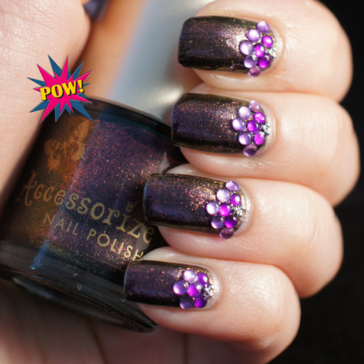 Purple Gems Nail Art Design