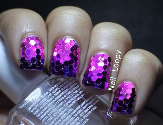 Purple Glitter Dots Nail Art Design Idea