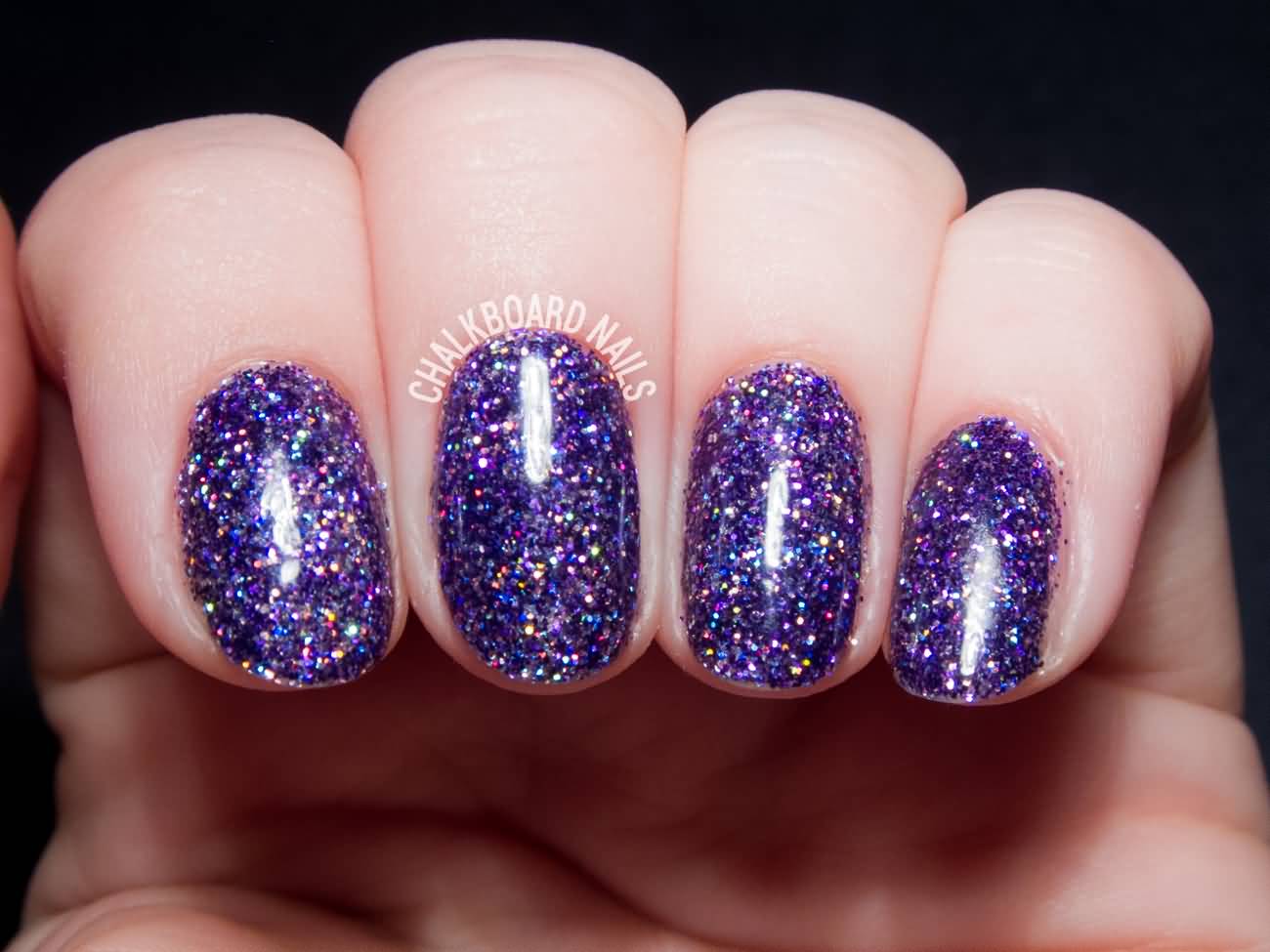 Purple Glitter Gel Nail Art