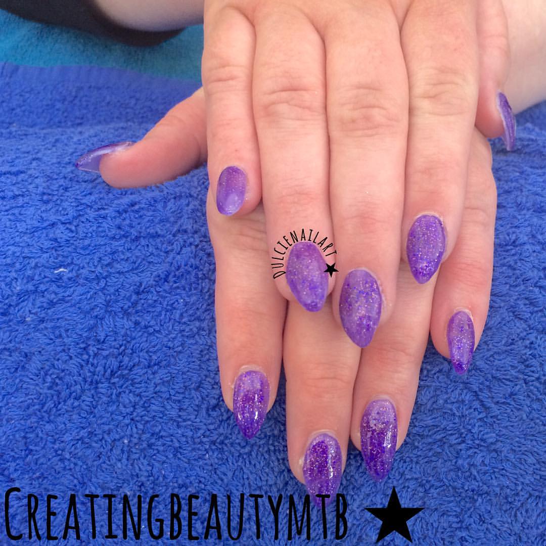 Purple Glitter Gel Nail Design
