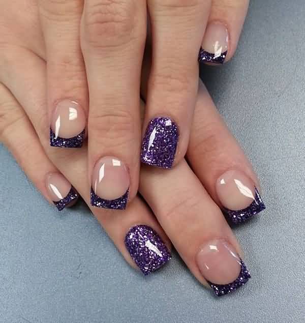 Purple Glitter Gel Tip Nail Art