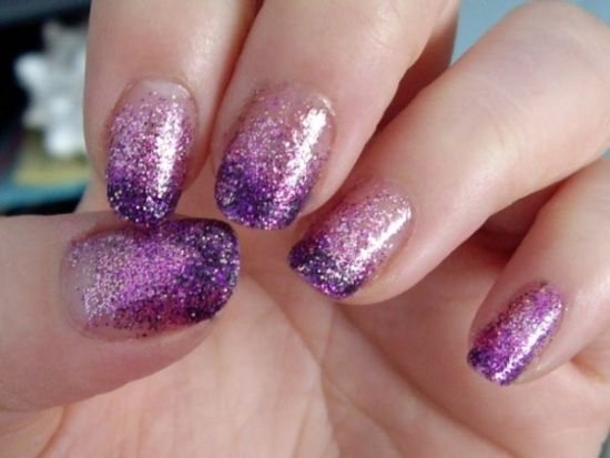 Purple Glitter Gradient Nail Art Design