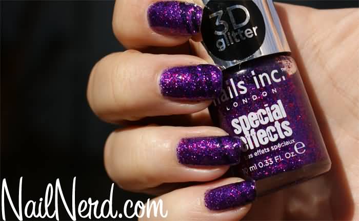Purple Glitter Nails Art