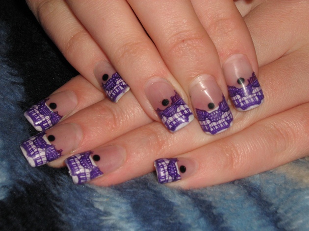 Purple Lace French Tip Nail Art