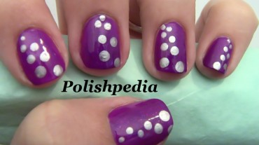 Purple Nails With Silver Polka Dots Nail Art Idea