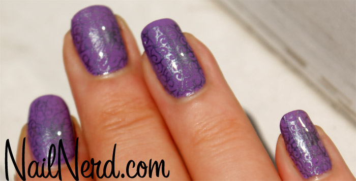 Purple Nails With Stamping Design Idea