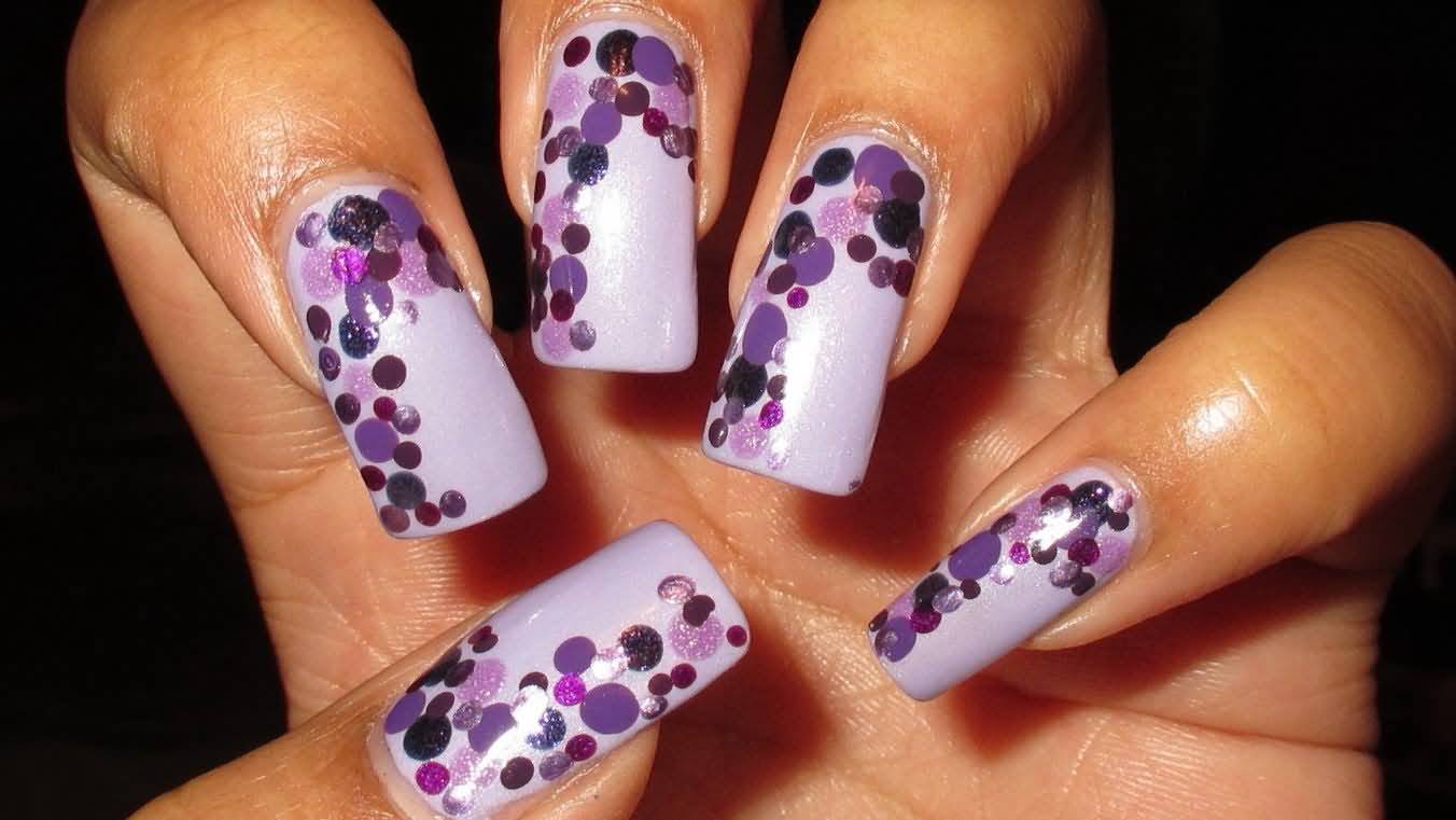 Purple Polka Dots Nail Art