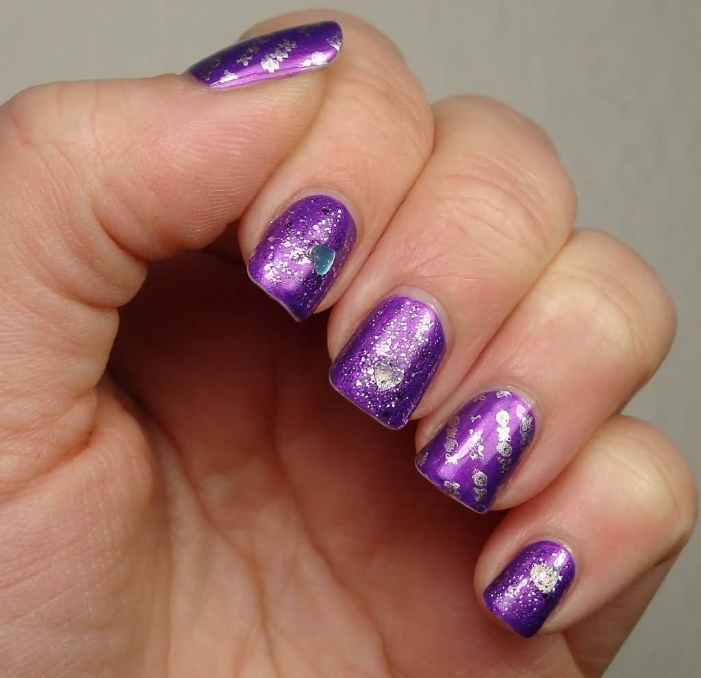 Purple Shimmering Nail Art