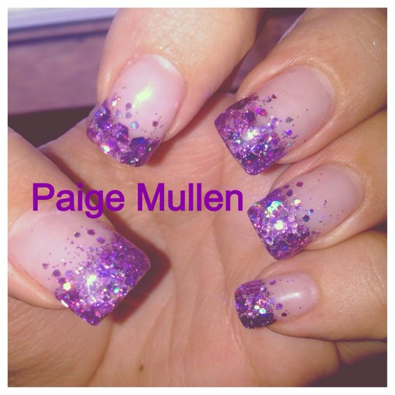 Purple Sparkles French Tip Nail Art