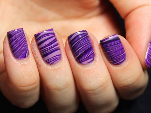 Purple Stripes Design Nail Art