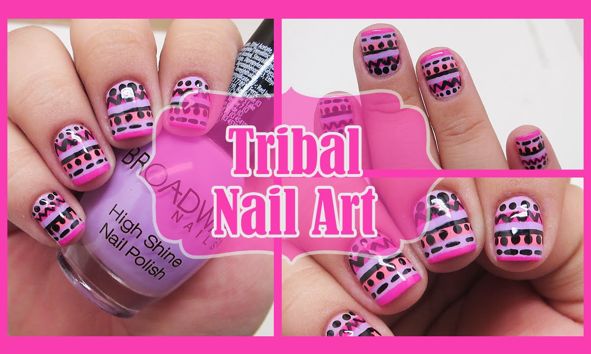 Purple Tribal Nail Art Design Idea