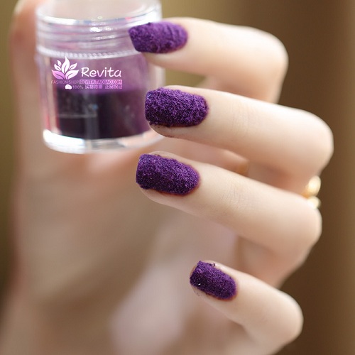 Purple Velvet Nail Art