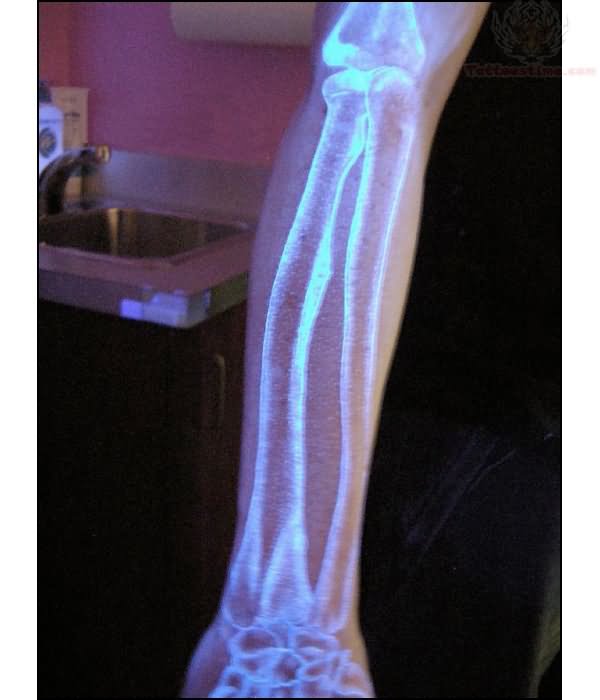 Realistic UV Arm Skeleton Tattoo