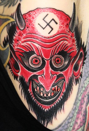 Red Face Satan Traditional Tattoo