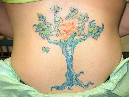 Religious Tree Of Life Tattoo On Lower Back For Women