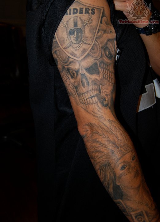 Right Sleeve Oakland Raiders Tattoo For Men