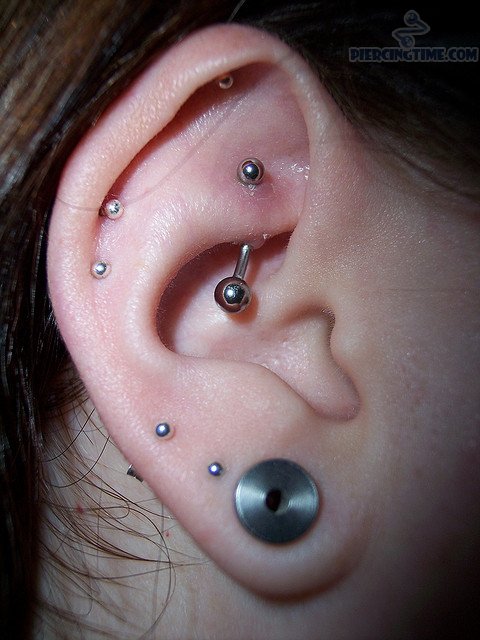 Rook And Earlobe Piercing