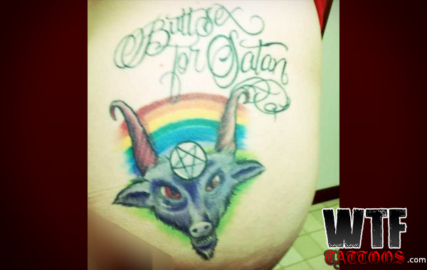 Satan Goat With Rainbow Tattoo
