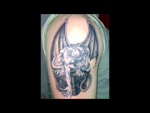 Satan On Box Tattoo On Right Shoulder