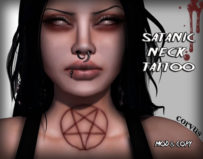 Satan Tattoo On Neck