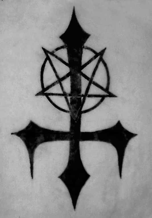 Satan Upside Down Cross Symbol Tattoo