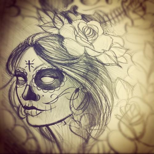 Scary Catrina Tattoo Sketch