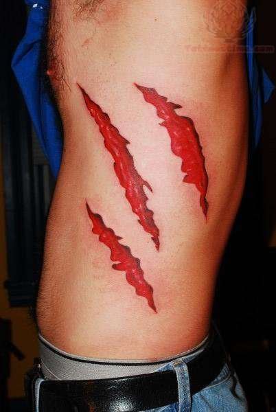 Scratches Scarification Tattoo On Side Rib For Men