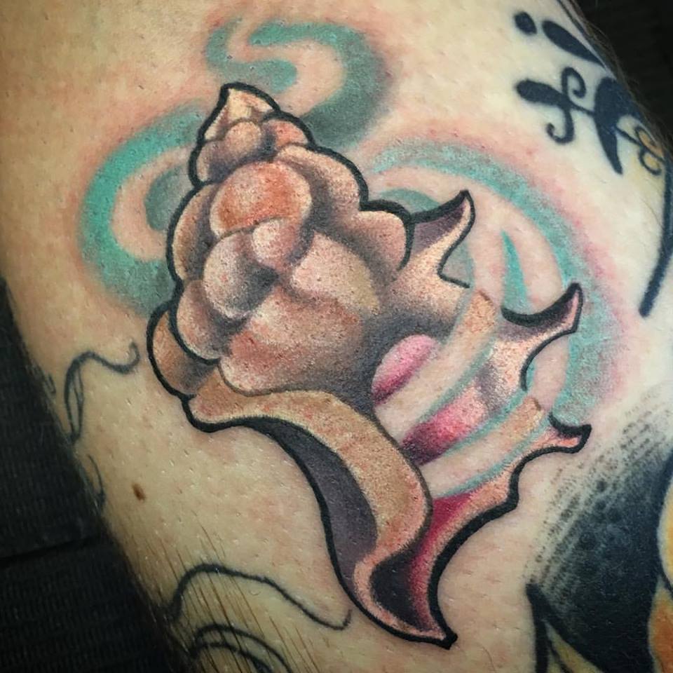 Sea Shell Tattoo by Melissa Fusco