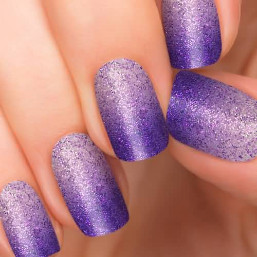 Silver And Purple Gradient Nail Art Design
