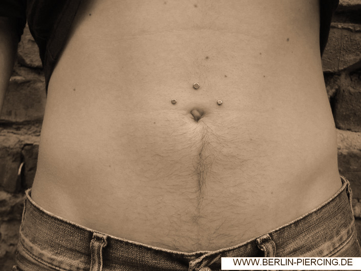 Silver Dermal Anchors Piercing On Belly