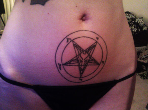 Simple Satan Symbol Tattoo On Waist
