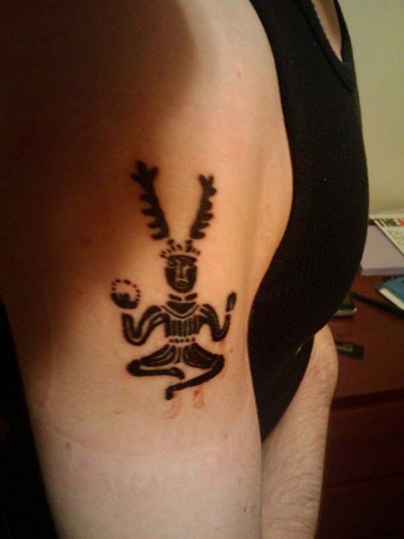 Small Black Pagan Tattoo On Right Half Sleeve