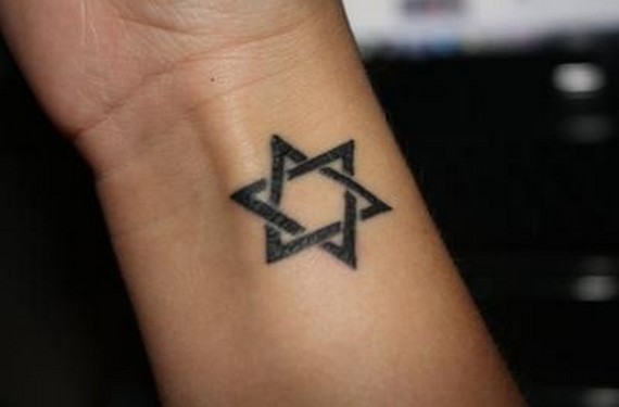 Small Black Star Of David Wrist Tattoo