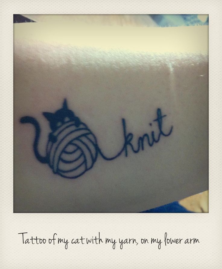 Small Cat Hiding Behind Yarn Tattoo