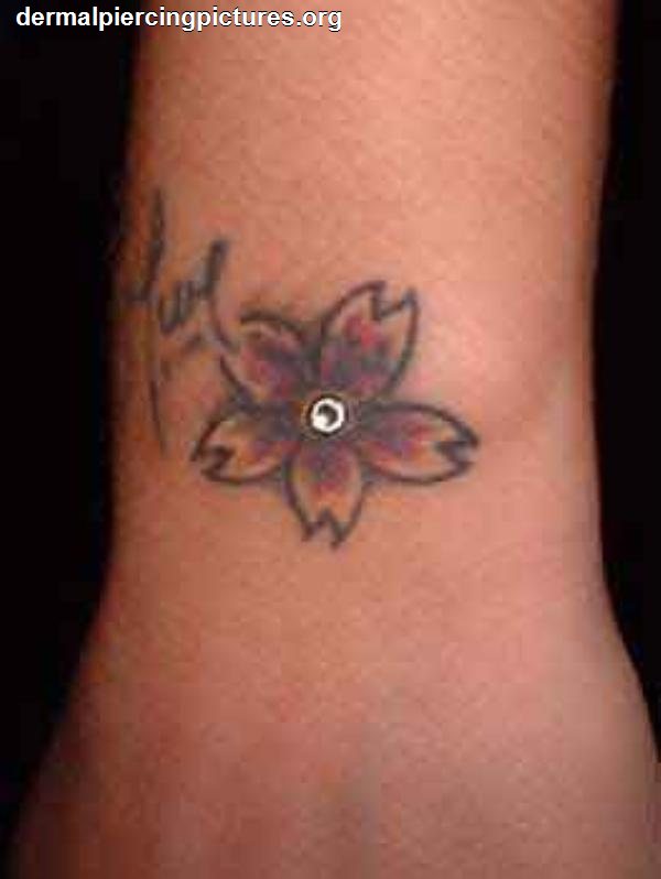 Small Flower And Dermal Anchor Piercing