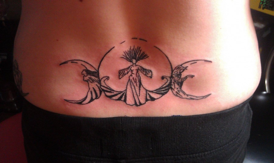 Small Pagan Goddess Tattoo On Lower Back