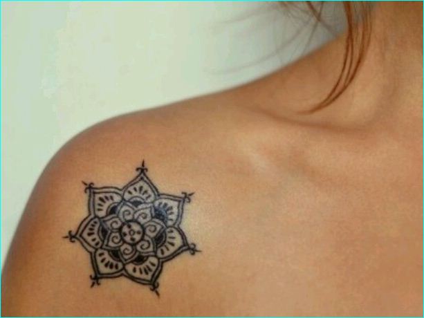 Small Spiritual Mandala Tattoo On Upper Shoulder